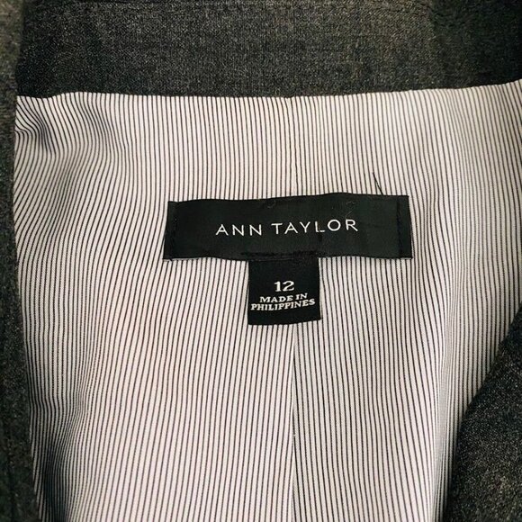 Ann Taylor Charcoal Gray 2-Button Tailored Blazer Jacket Size 12 - Picture 5 of 6